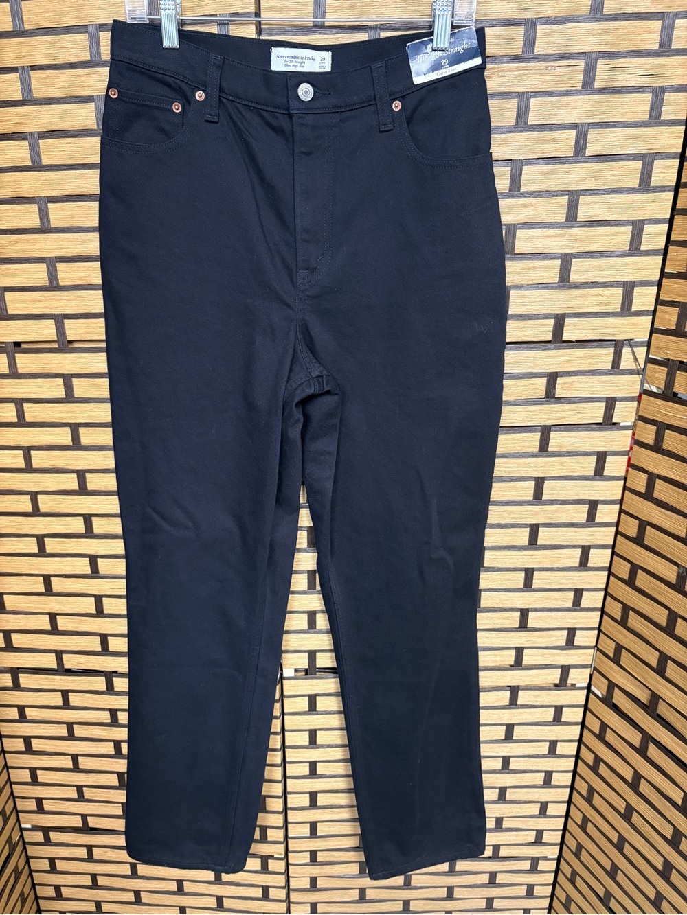 Abercrombie & fitch black the 90S straight ultra high rise jeans size 29 long